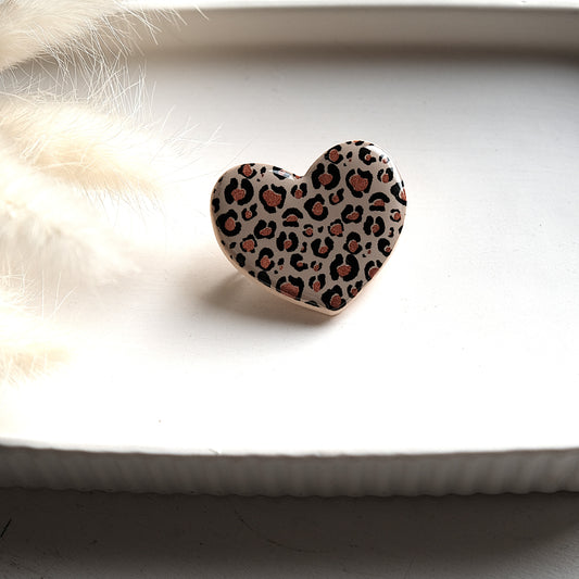 Broche Coeur Léopard